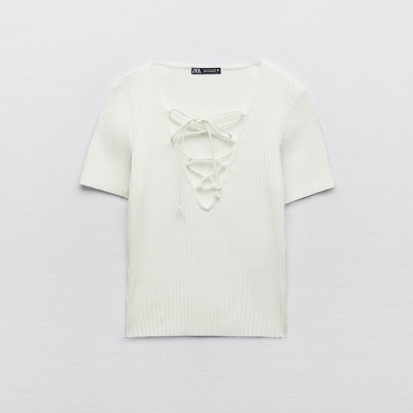 Zara Tied Ribbed Top - Picture 4 of 7